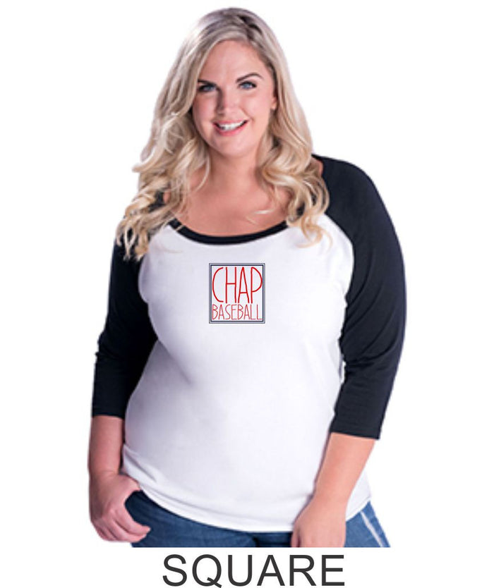 Chap Baseball Curvy Lady Raglan- 4 designs- Matte or Glitter