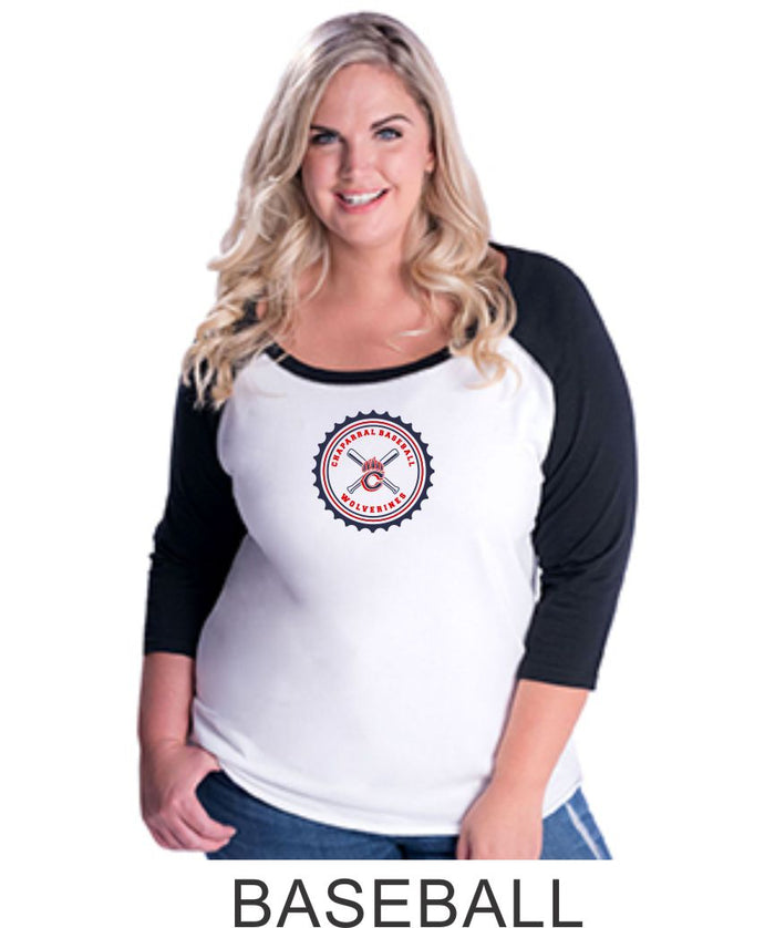 Chap Baseball Curvy Lady Raglan- 4 designs- Matte or Glitter