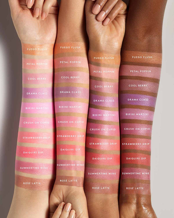 Cheeks Out Freestyle Cream Blush shown in all shades on a variety of skin tones