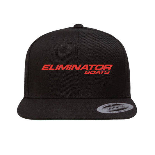 Classic Eliminator Boats Flat Bill Snapback Hat - Black/Red