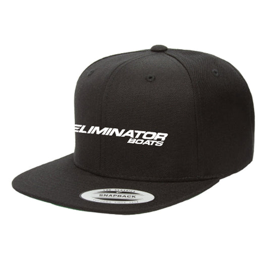 Classic Eliminator Boats Flat Bill Snapback Hat - Black/White