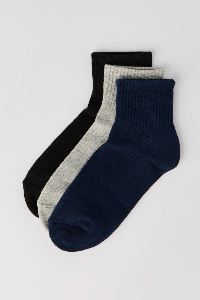 Cotton Cushion Quarter Socks (3 Pack)