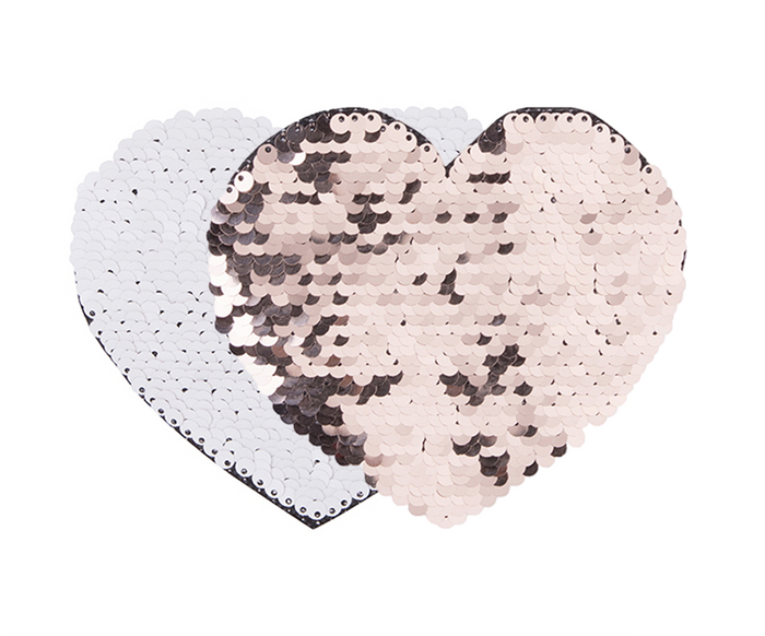 Craft Express 2 Pack Large Heart Sequin Sublimation Patches.