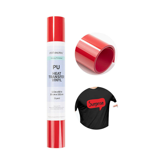 Craft Express 60" Heat Transfer Vinyl Roll – 12" Wide for HTV Crafting.