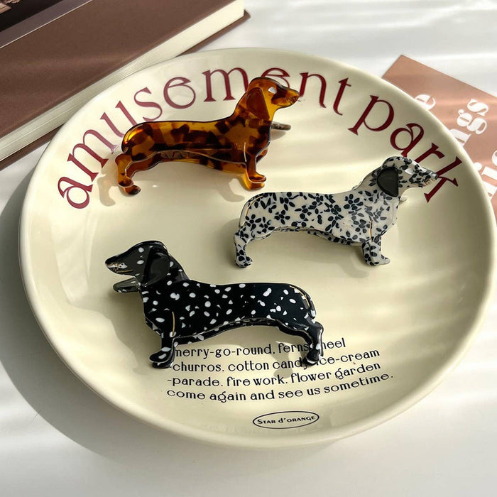 Cute Dachshund-shaped hair clip by ACCITY, featuring detailed dog design perfect for hair accessories and styling.