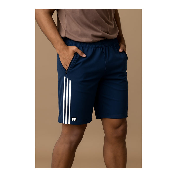 Dark Blue Striped Gym Shorts