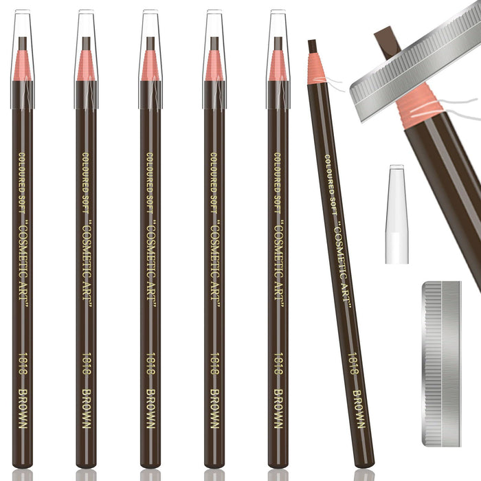 Dark Brown Waterproof Eyebrow Pencil - 1 Pc Microblading Makeup Kit, Permanent Colors & Easy Peel Off - SD Cosmetics Care