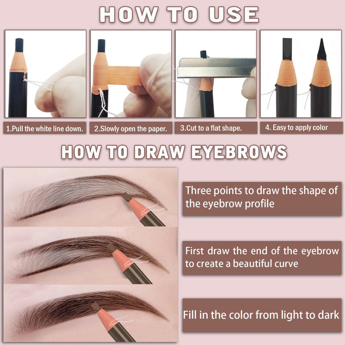 Dark Brown Waterproof Eyebrow Pencil - 1 Pc Microblading Makeup Kit, Permanent Colors & Easy Peel Off - SD Cosmetics Care