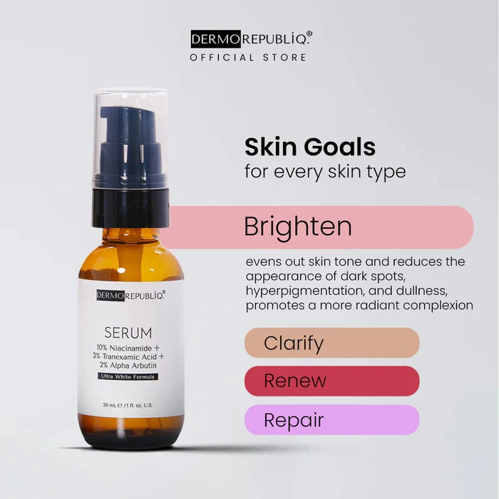Dermorepubliq 10% Niacinamide + 3% Tranexamic Acid + 2% Alpha Arbutin Ultra White Serum 30mL