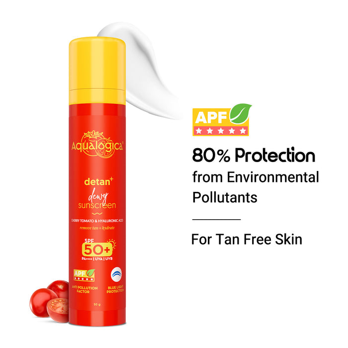 Detan sunscreen 80% pollution protection tan free skin