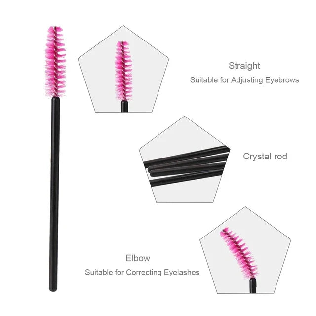 Disposable Micro Eyelash & Eyebrow Brush Mascara Wands Applicator Spoolers Eyebrow Comb brushes Eyelash Extension Makeup Kit - SD Cosmetics Care