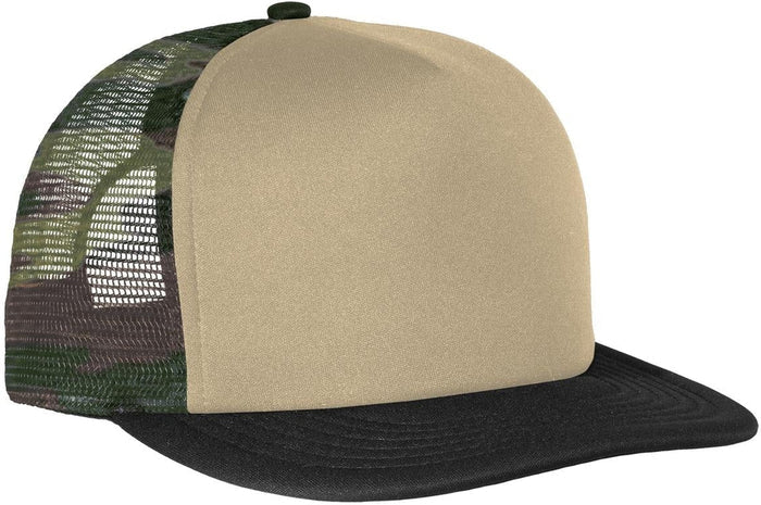 no-logo District Flat Bill Snapback Trucker Cap-Regular-District-Thread Logic