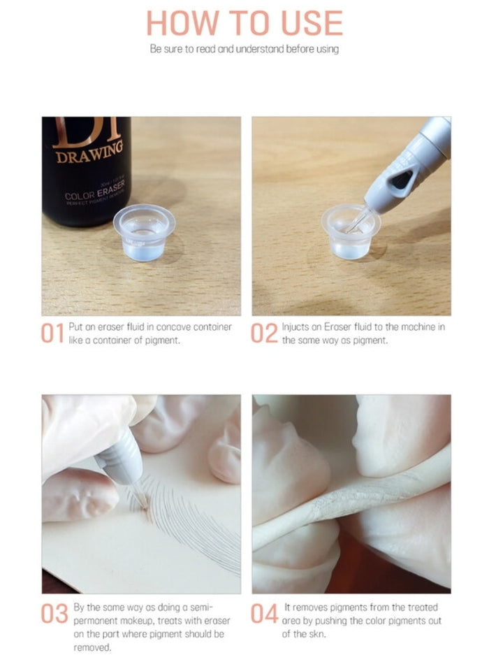 Dr. Drawing Color Eraser / Pigment Color Eraser for Permanent Make up 30 ml - SD Cosmetics Care