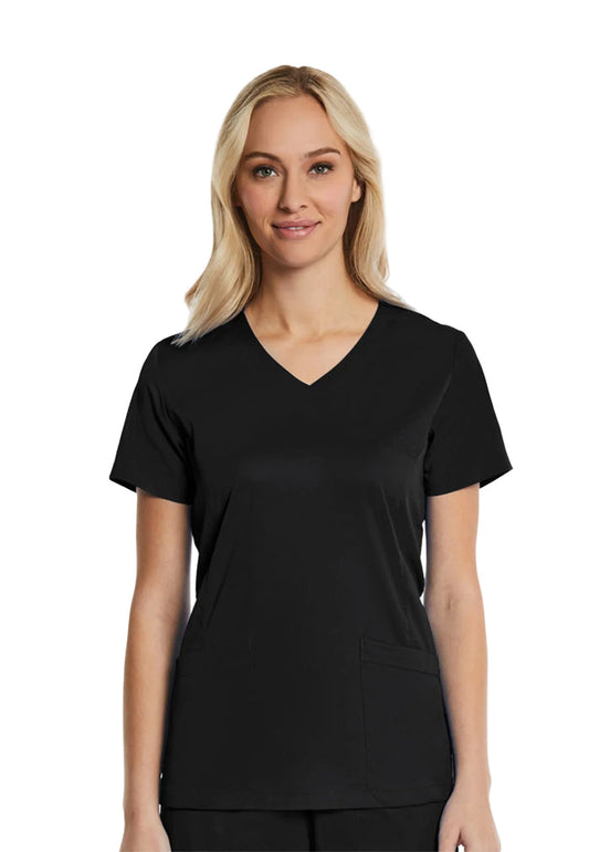 Elements® Women's Mock Wrap Patch Pocket 4-Way Stretch Scrub Top