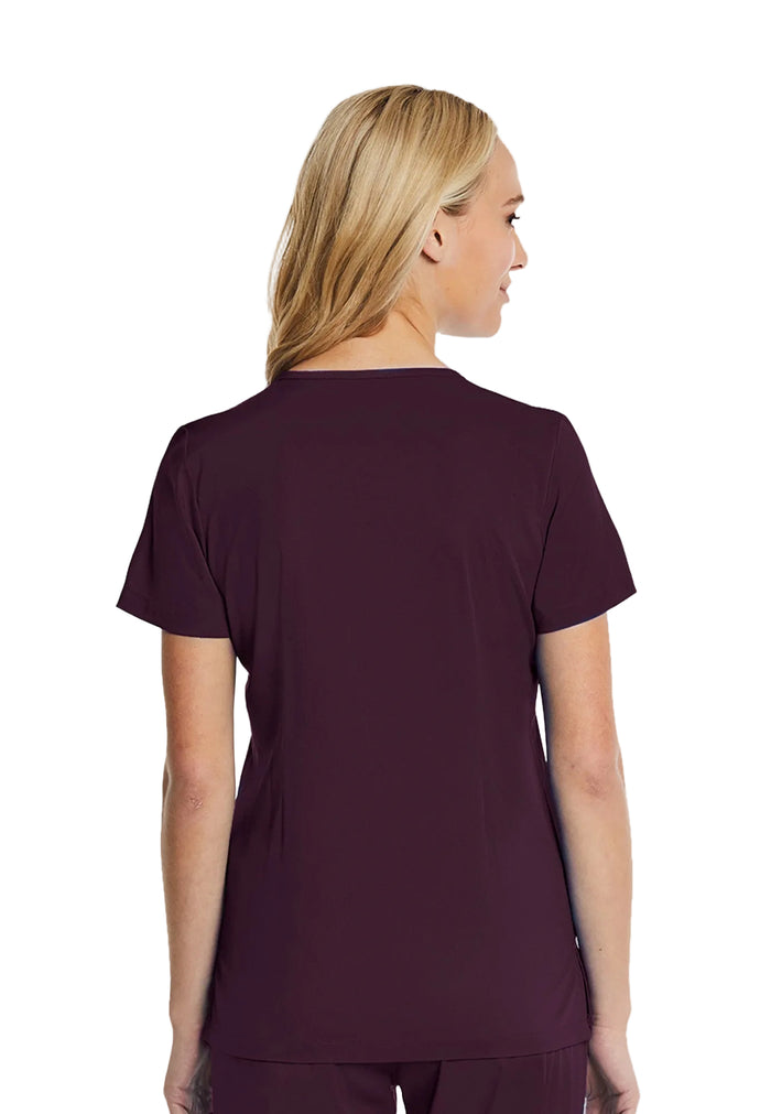Elements® Women's Mock Wrap Patch Pocket 4-Way Stretch Scrub Top