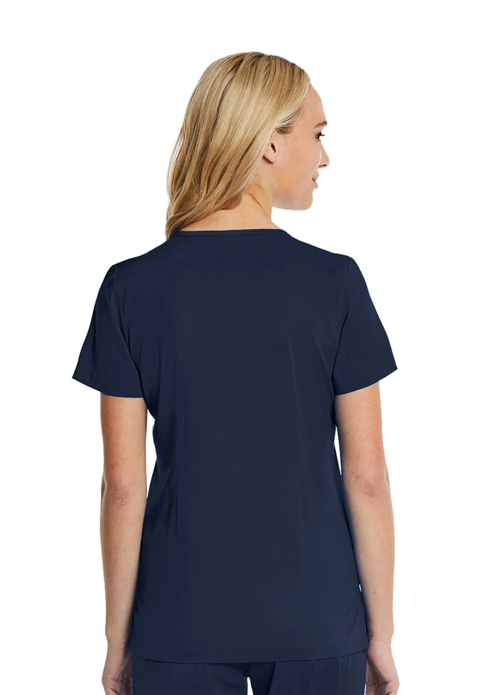 Elements® Women's Mock Wrap Patch Pocket 4-Way Stretch Scrub Top