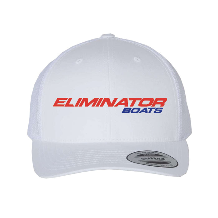 Eliminator Boats Classic Curved Bill Snapback Hat - White/Red/Blue
