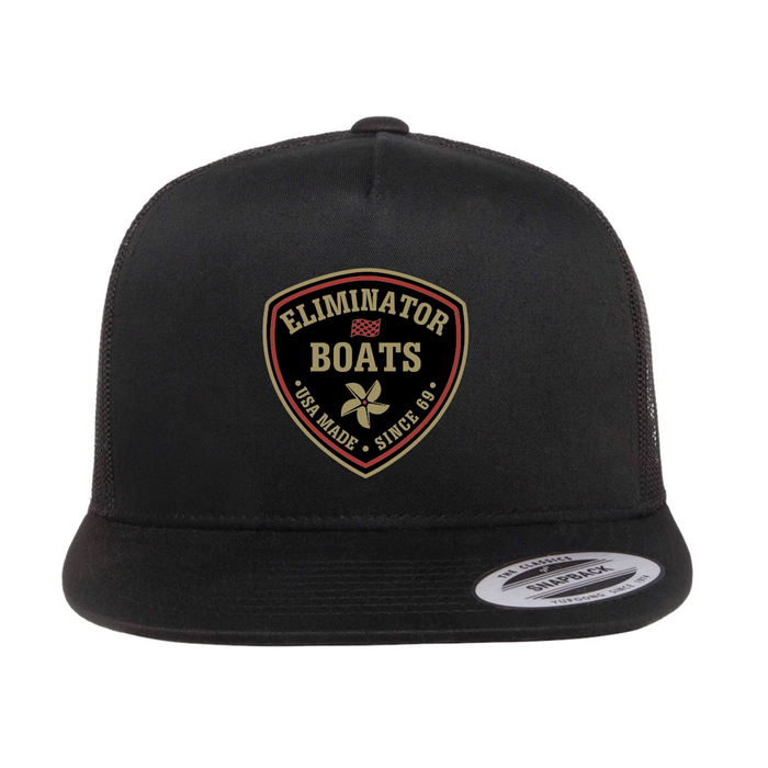 Eliminator Boats Core Crest Flat Bill Hat - Black