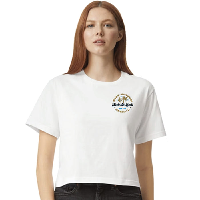 Eliminator Boats Palm Paradise Women's Crop Tee - White