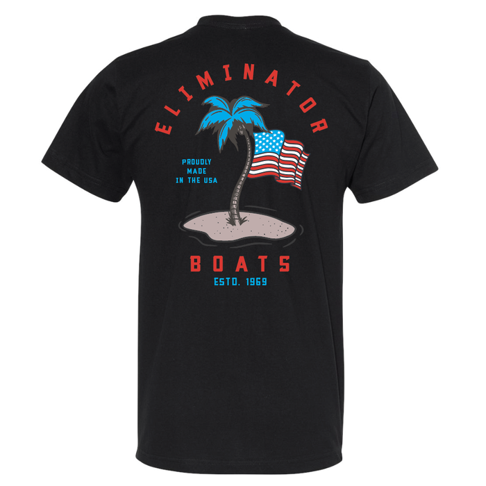 Eliminator Boats Patriotic Palm Men's T-Shirt - Black