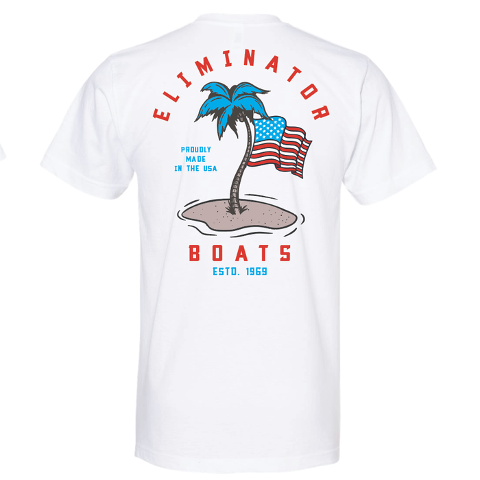 Eliminator Boats Patriotic Palm Men's T-Shirt - White