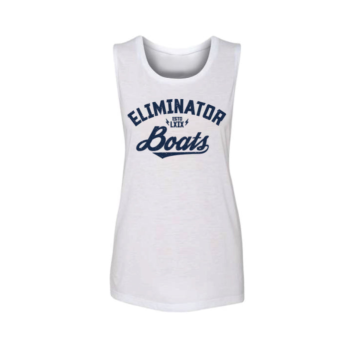 Eliminator Boats Women's Flowy Scoop Muscle Tank - White/Navy