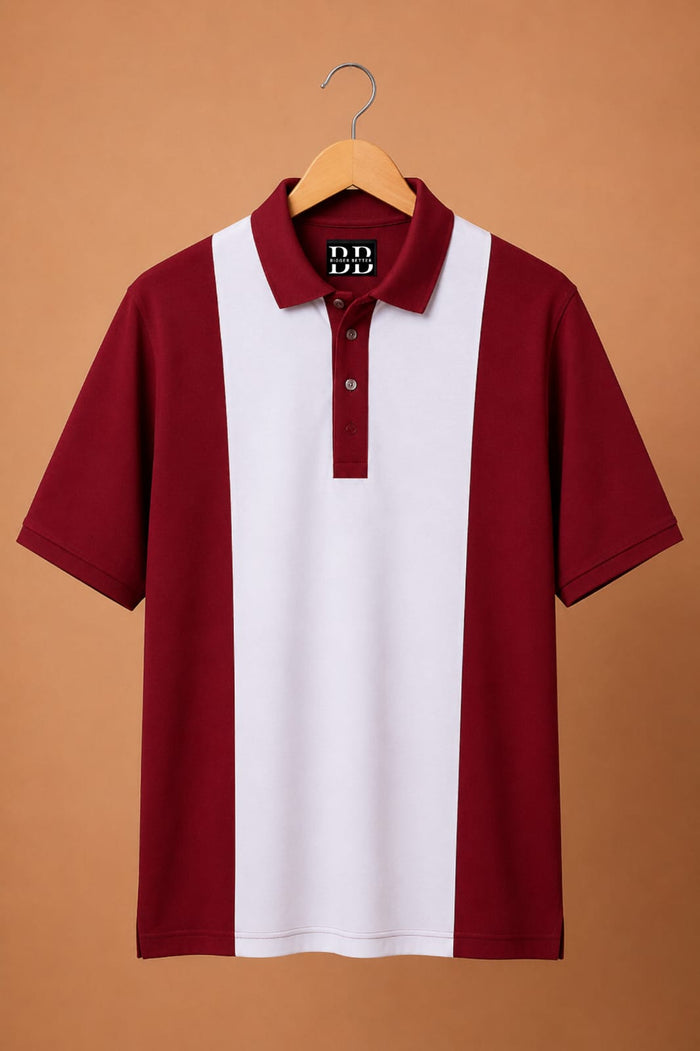 Elite Wine red and White Polo Tshirt