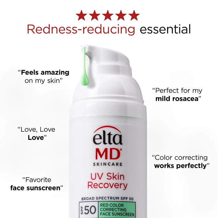 EltaMD UV Skin Recovery red color correcting face sunscreen SPF 50 with green tint