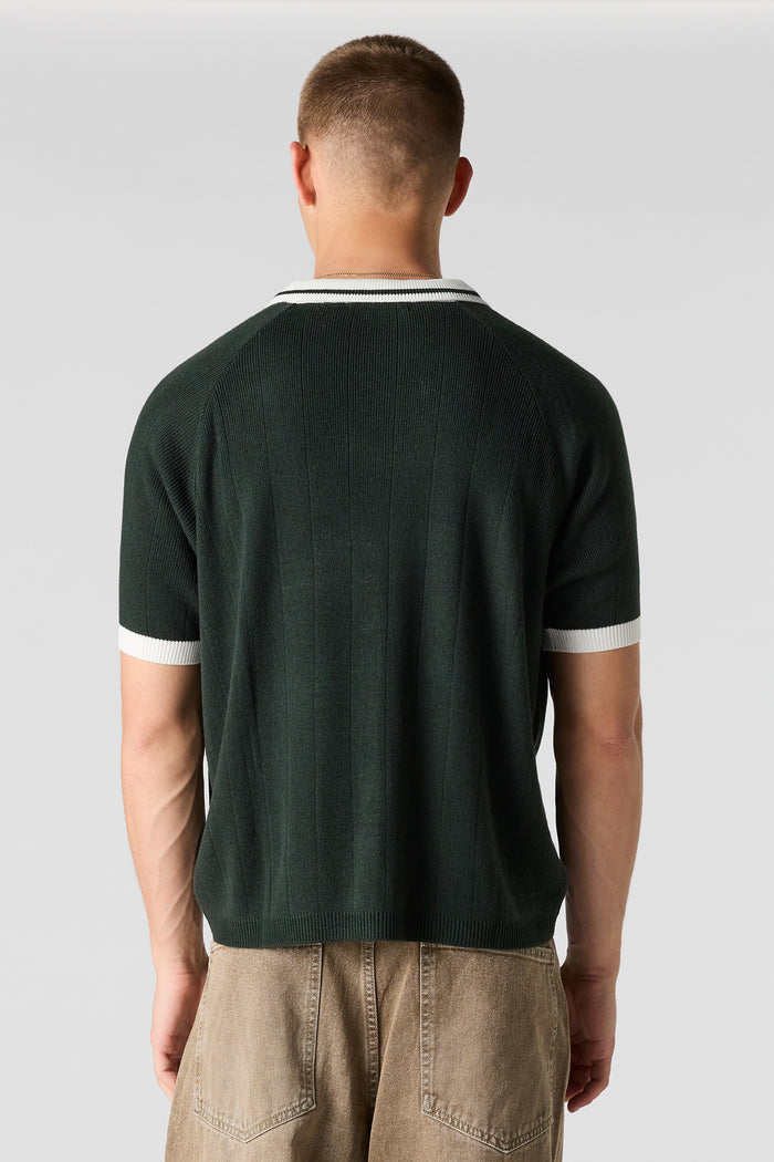 Embroidered Knit Collared Top