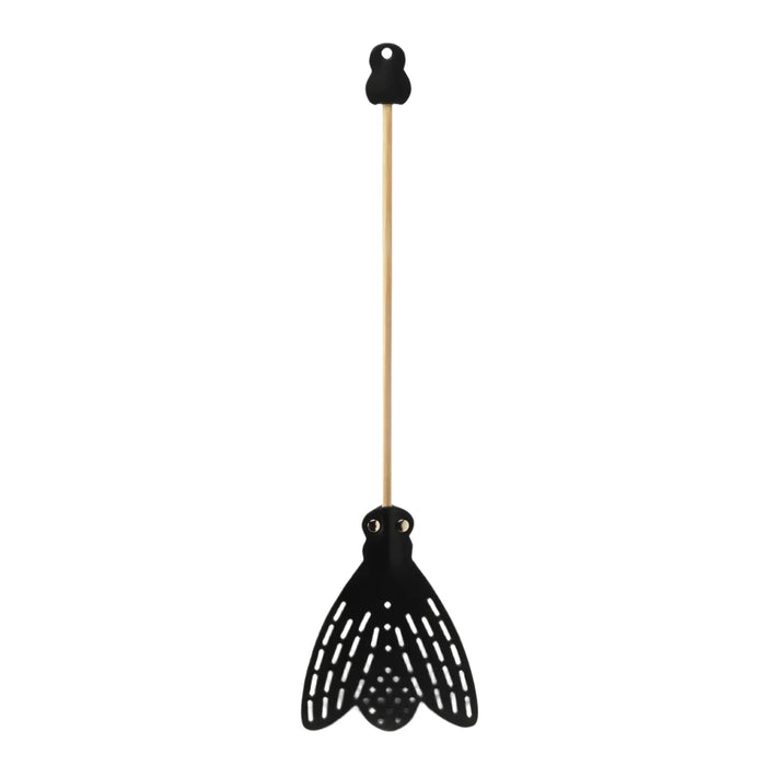 Essey fly swatter with black perforated mesh head and light wood handle