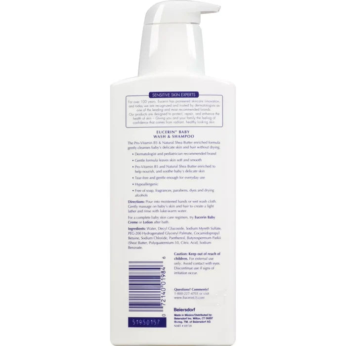 EUCERIN Baby Wash & Shampoo Fragrance & Soap Free – غسول وشامبو للأطفال خالي من العطور