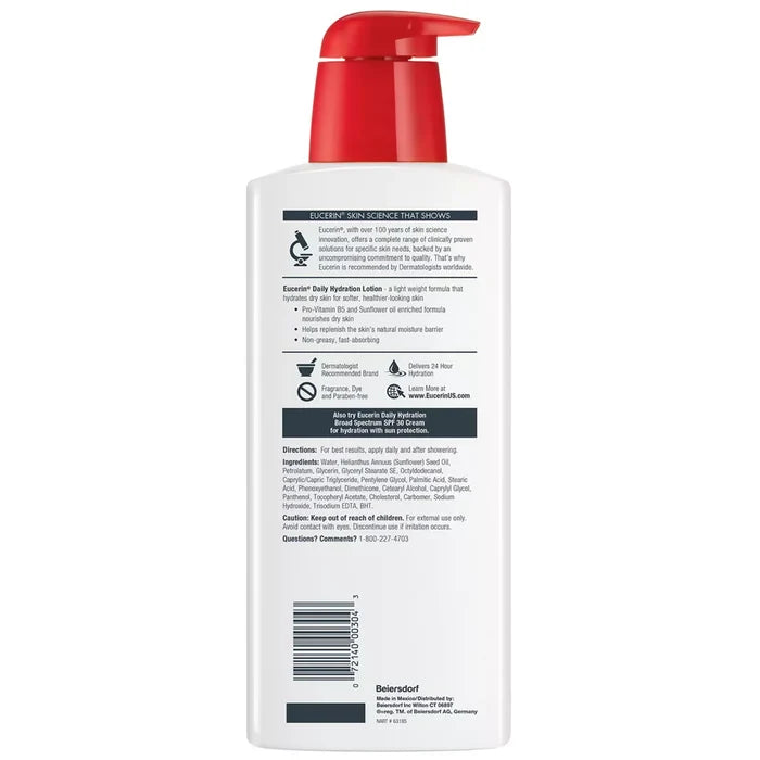 EUCERIN Daily Hydration Body Lotion Fragrance Free لوشن ترطيب الجسم من يوسرين للبشرة الجافة والحساسة