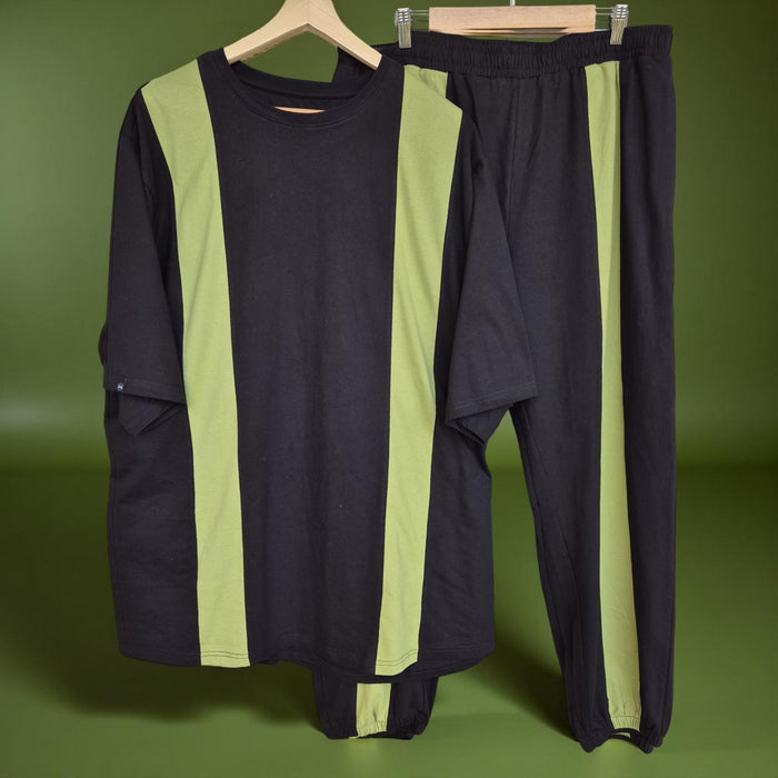 Exclusive Black & Green Stripe Cotton Co-ord Set