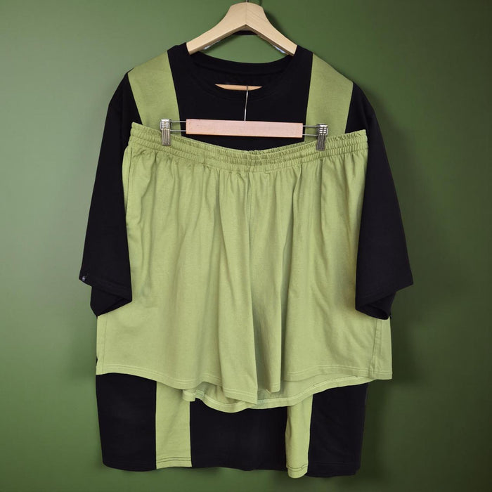 Exclusive Black & Green Stripe Cotton Co-ord Set