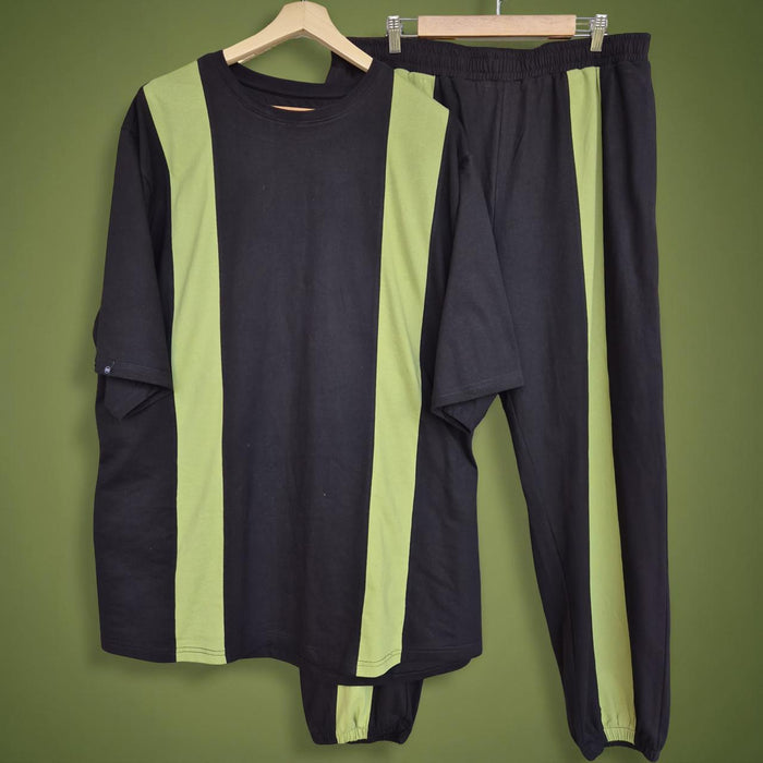 Exclusive Black & Green Stripe Cotton Co-ord Set