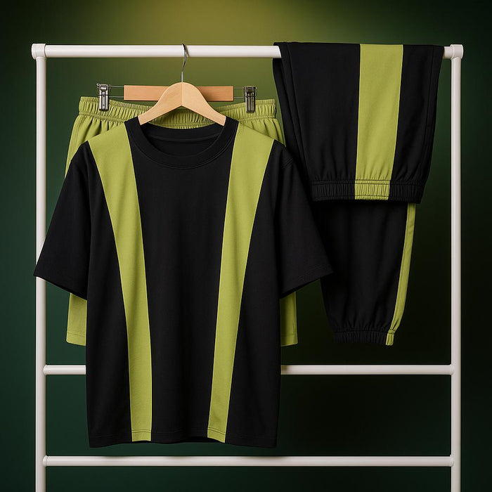 Exclusive Black & Green Stripe Cotton Co-ord Set
