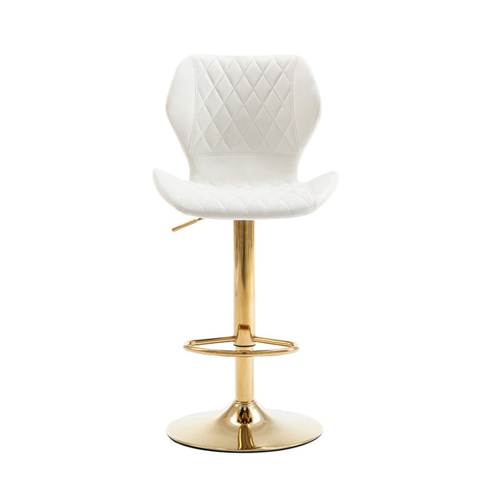 Fauteuil pivotant rembourré Tierone à hauteur réglable avec structure en métal, velours beige moderne (lot de 2)