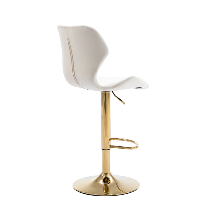 Fauteuil pivotant rembourré Tierone à hauteur réglable avec structure en métal, velours beige moderne (lot de 2)