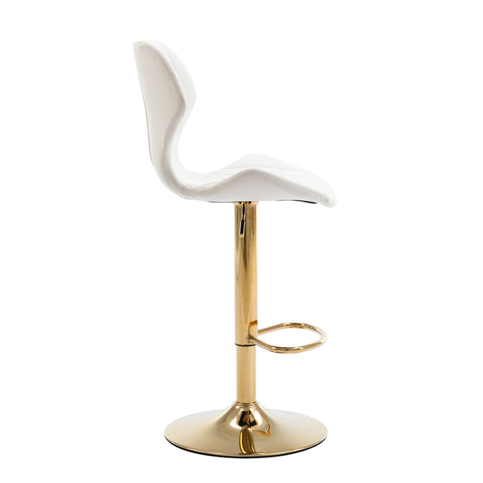 Fauteuil pivotant rembourré Tierone à hauteur réglable avec structure en métal, velours beige moderne (lot de 2)