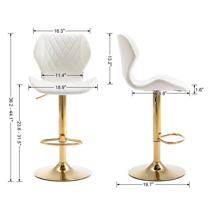 Fauteuil pivotant rembourré Tierone à hauteur réglable avec structure en métal, velours beige moderne (lot de 2)
