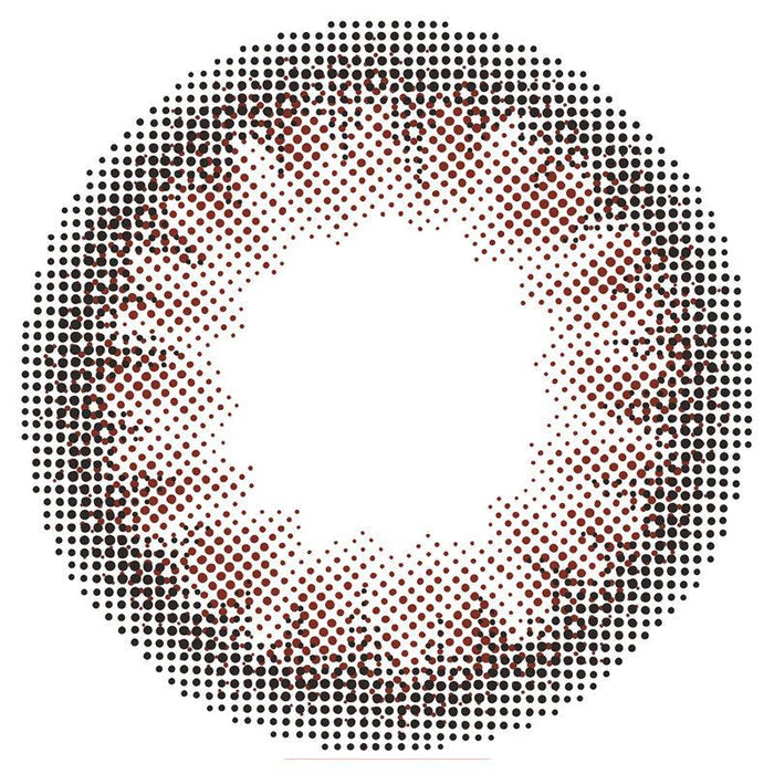 Design of the Feliamo 1-Day Cafe Mocha (10pk) prescription colour contact lens dailies from Eyecandys on a white background, showing the fine pixel detail and enlarging limbal ring.
