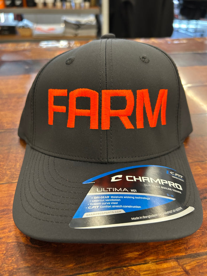 FES FARM FITTED CAP - BLACK & ORANGE
