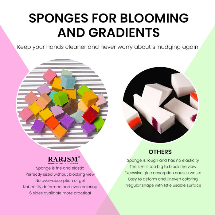 RARJSM gradient sponges fine elastic perfectly sized no over-absorption vs others rough big excessive glue waste comparison