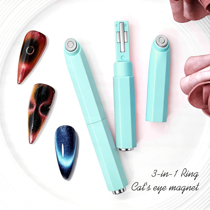 3-in-1 ring cat eye magnet mint green compact portable professional nail art tool specifications