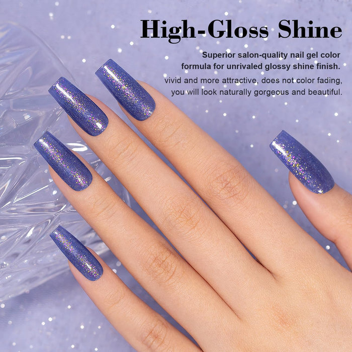 Flash Sale Bluish Purple Glitter Gel Nail Polish 15ml RAR743 - 57% OFF Limited Time Sale