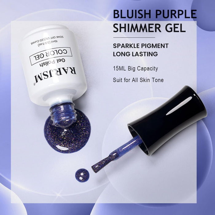 Flash Sale Bluish Purple Glitter Gel Nail Polish 15ml RAR743 - 57% OFF Limited Time Sale