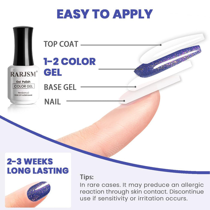 Flash Sale Bluish Purple Glitter Gel Nail Polish 15ml RAR743 - 57% OFF Limited Time Sale