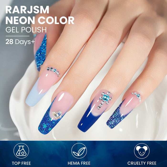 Flash Sale Frozen Blue Gel Polish Set - 6 Icy Blue Gradient Shades 7.5ml TPO HEMA Free-- Limited Time 42% OFF
