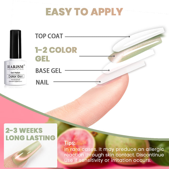Easy to apply cat eye gel polish top coat 1-2 color gel base gel nail 2-3 weeks long-lasting tutorial