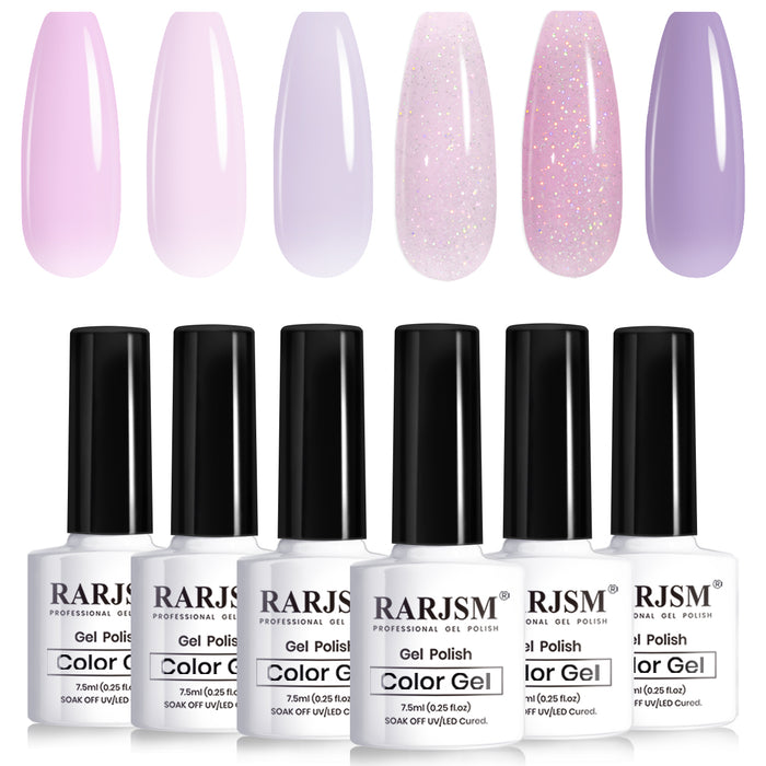 Flash Sale Lavender Bloom Gel Polish Set 6 Colors 7.5ml TPO HEMA Free - 40% OFF Limited Time Sale
